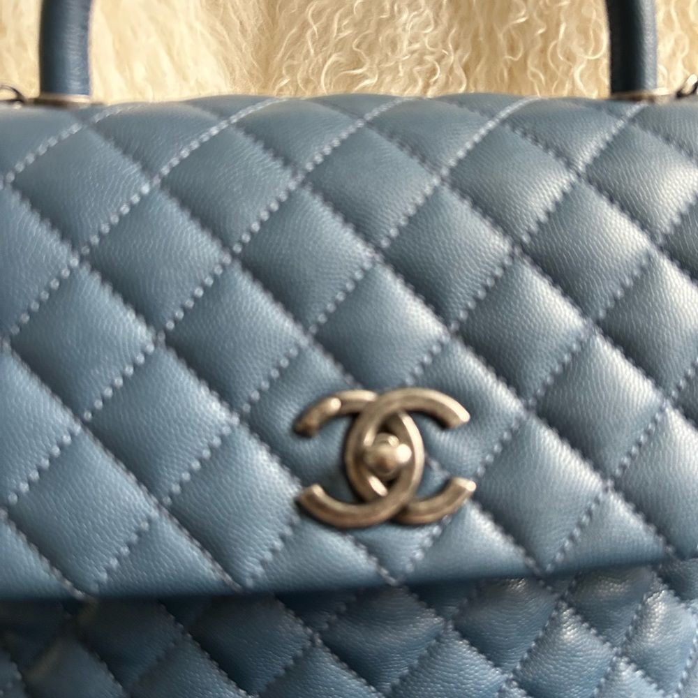 Chanel Coco Top Handle Bag Quilted Caviar Medium blue - Picture 3 of 9